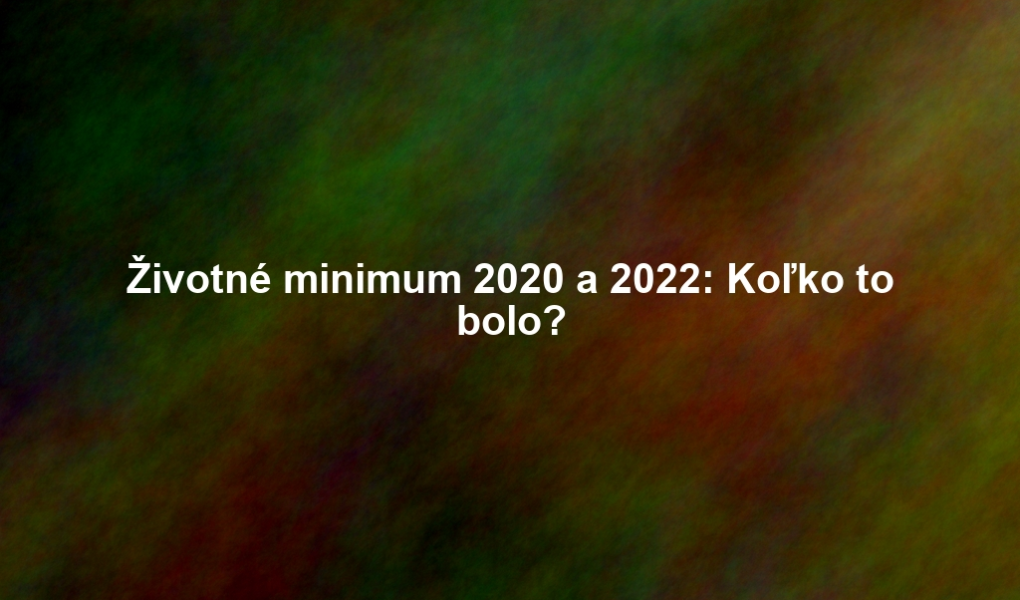 Životné minimum 2020 a 2022: Koľko to bolo?