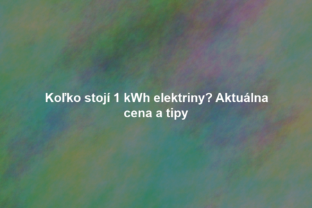 Koľko stojí 1 kWh elektriny? Aktuálna cena a tipy