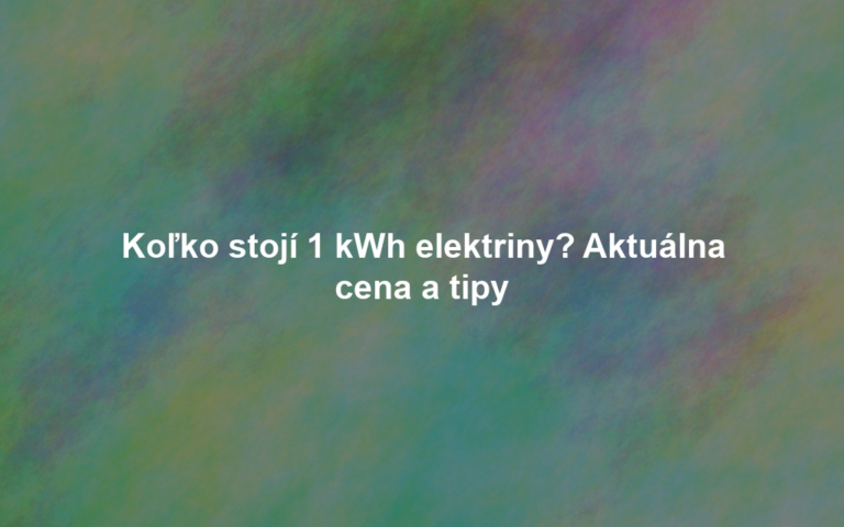 Koľko stojí 1 kWh elektriny? Aktuálna cena a tipy