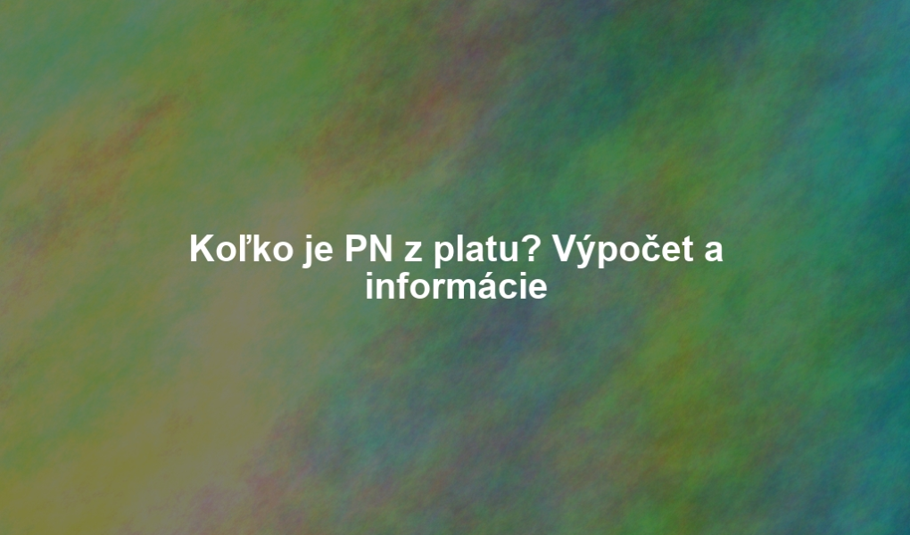Koľko je PN z platu? Výpočet a informácie
