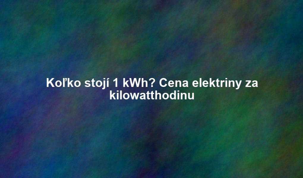 Koľko stojí 1 kWh? Cena elektriny za kilowatthodinu