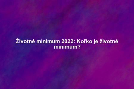 Životné minimum 2022: Koľko je životné minimum?
