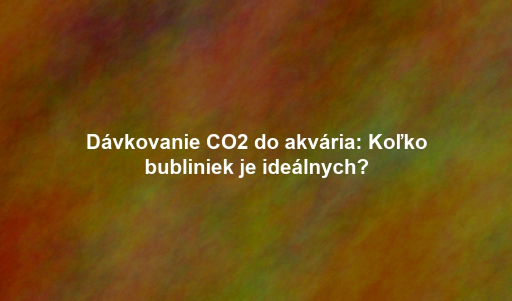 Dávkovanie CO2 do akvária: Koľko bubliniek je ideálnych?
