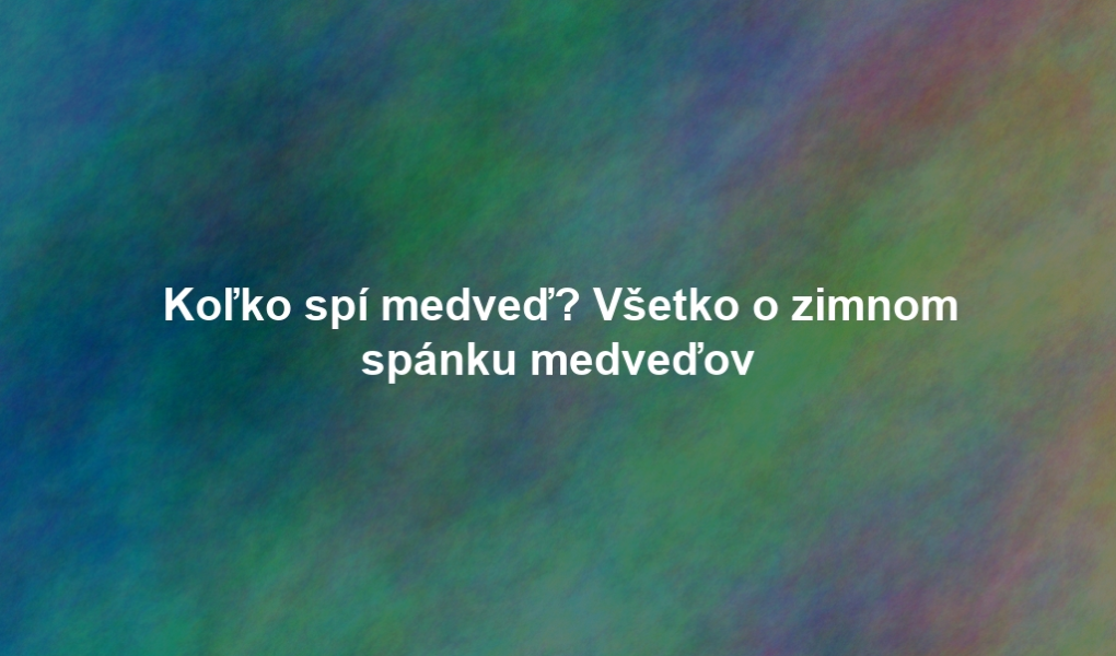 Koľko spí medveď? Všetko o zimnom spánku medveďov