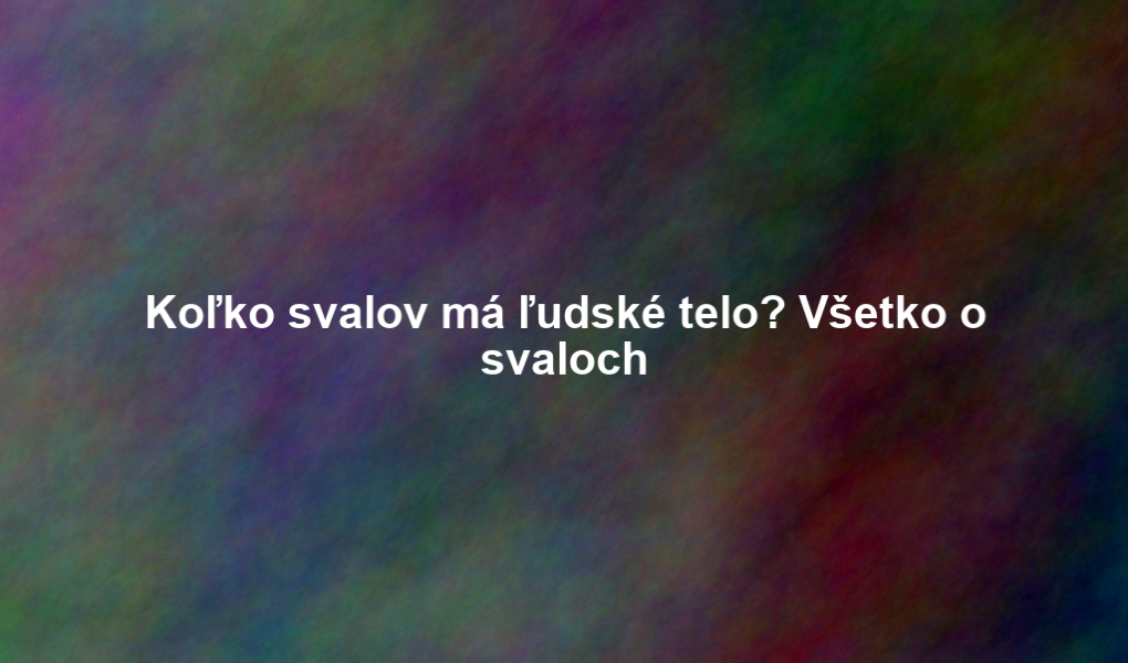 Koľko svalov má ľudské telo? Všetko o svaloch