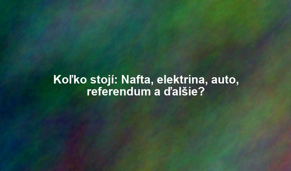 Koľko stojí: Nafta, elektrina, auto, referendum a ďalšie?