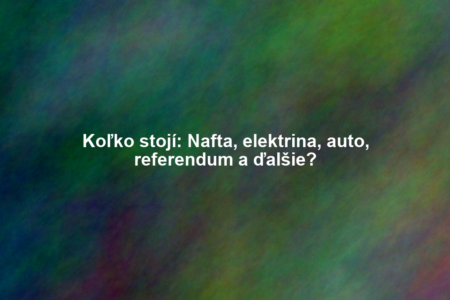 Koľko stojí: Nafta, elektrina, auto, referendum a ďalšie?