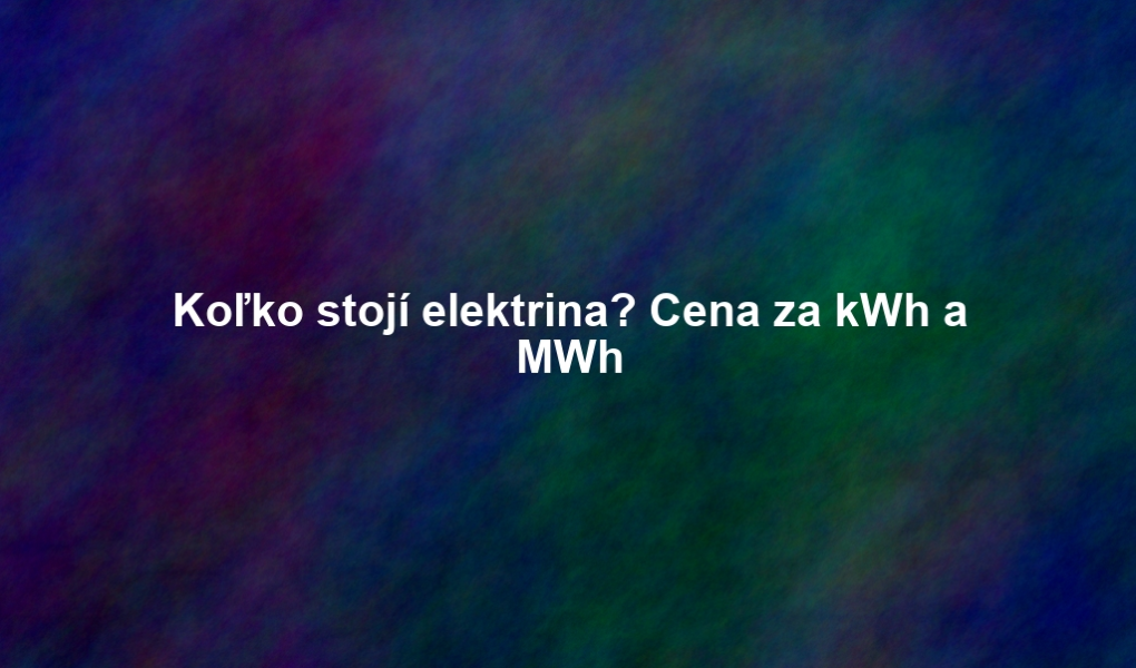 Koľko stojí elektrina? Cena za kWh a MWh