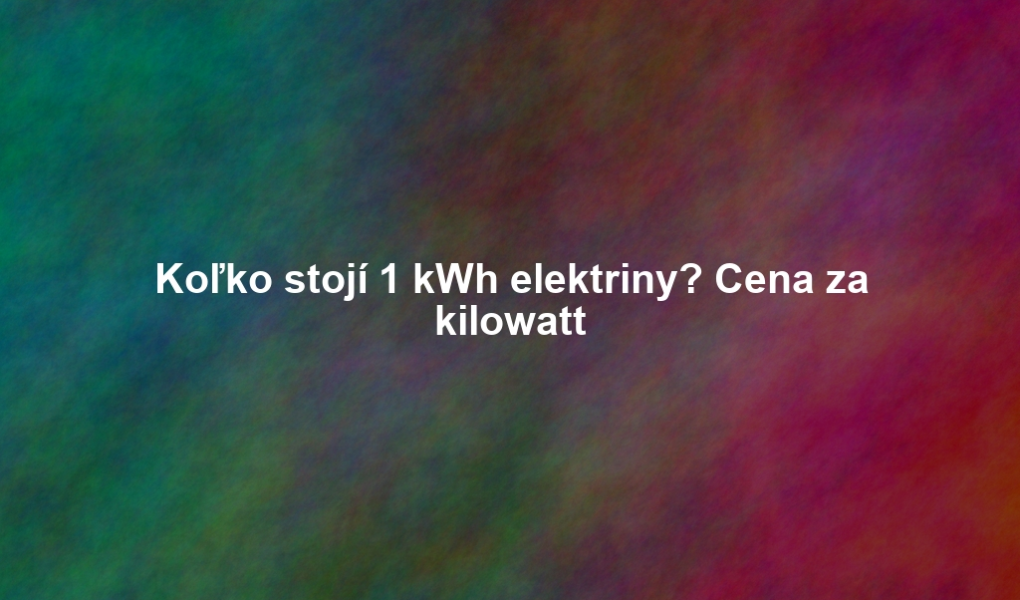 Koľko stojí 1 kWh elektriny? Cena za kilowatt