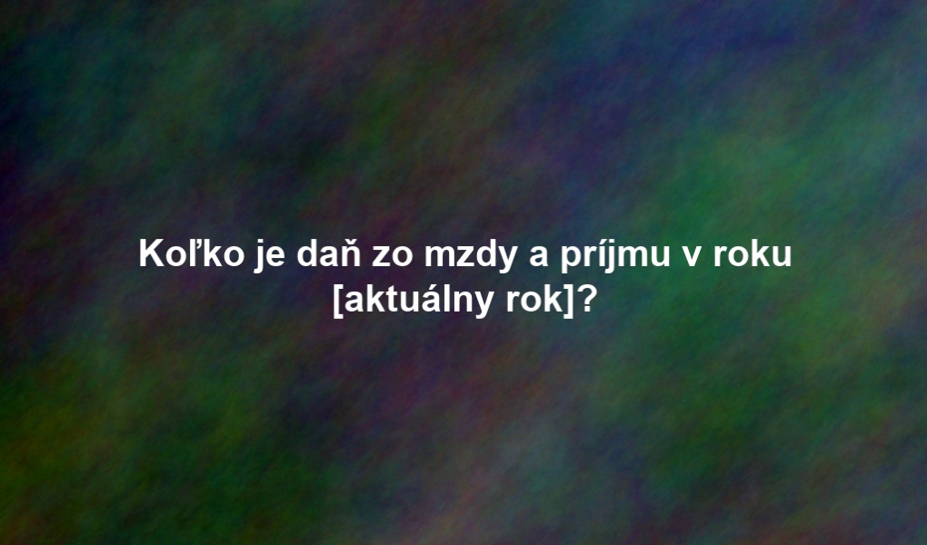 Koľko je daň zo mzdy a príjmu v roku [aktuálny rok]?