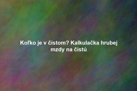 Koľko je v čistom? Kalkulačka hrubej mzdy na čistú