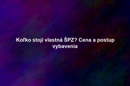 Koľko stojí vlastná ŠPZ? Cena a postup vybavenia