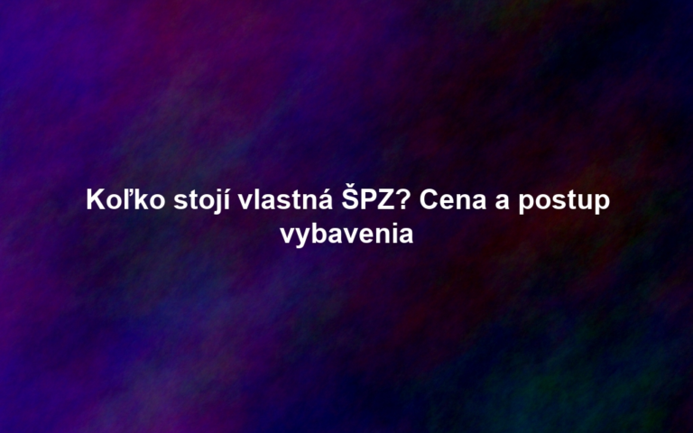 Koľko stojí vlastná ŠPZ? Cena a postup vybavenia
